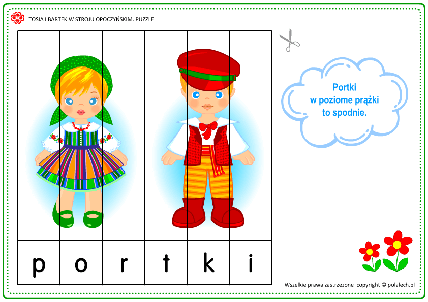 Strój opoczyński - puzzle dla dzieci do wydrukowania