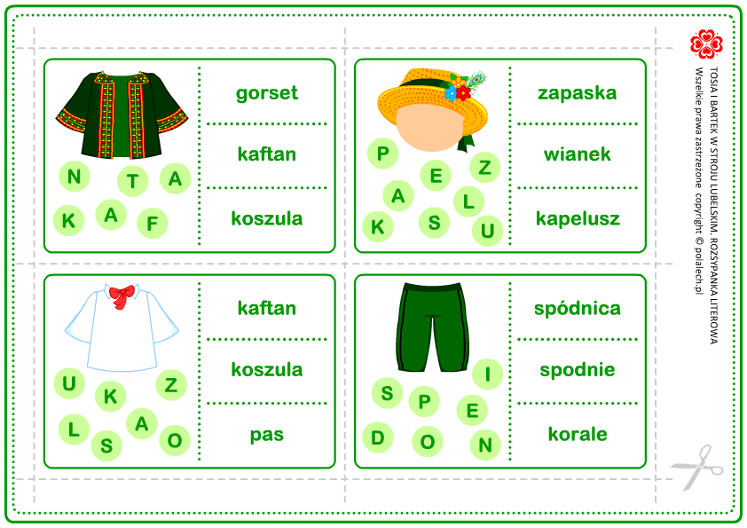 Elementy stroju lubelskiego - rozsypanki